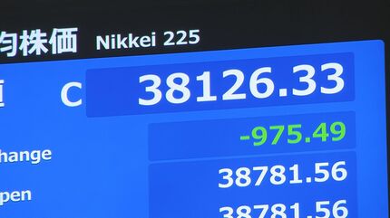 日経平均975円安　終値3万8126円